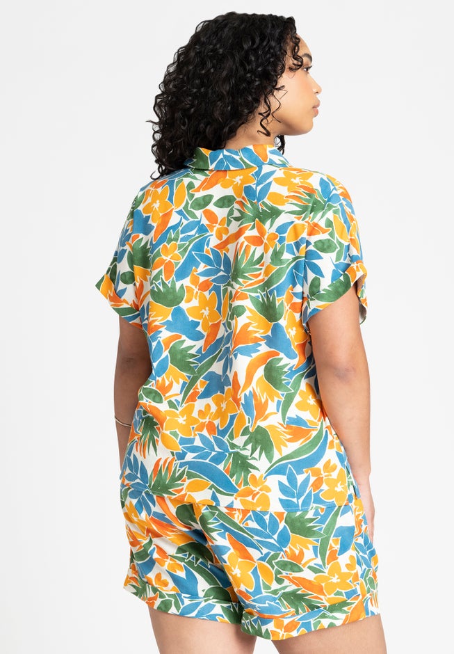 Printed Short Sleeve Button Up image number 1
