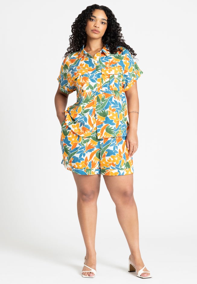 Printed Short Sleeve Button Up image number 2