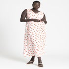 Polka Dot Shirred Maxi Dress image number null