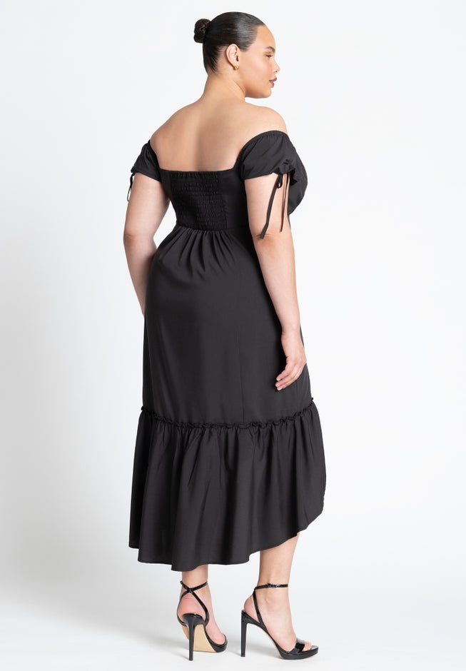 Off The Shoulder Shirred Dress image number null