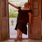 Off The Shoulder Shirred Dress image number null