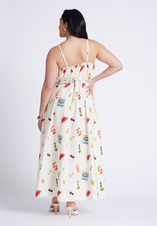 Shirred Bodice Ruffle Maxi Dress image number 1