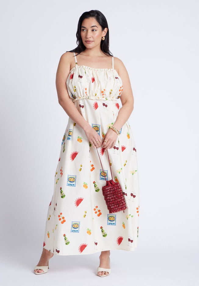 Shirred Bodice Ruffle Maxi Dress image number 2