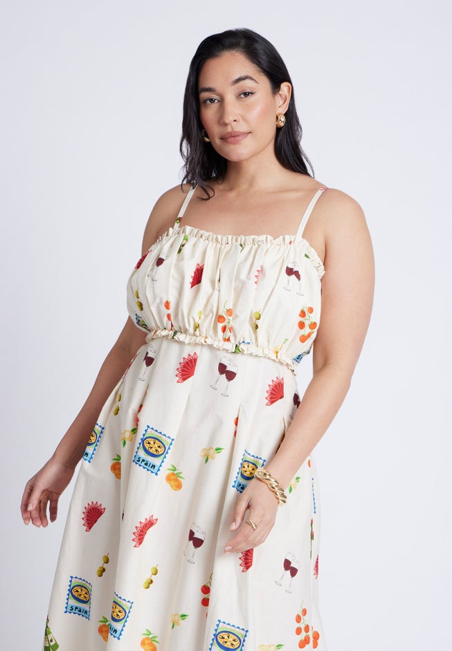 Shirred Bodice Ruffle Maxi Dress image number 4