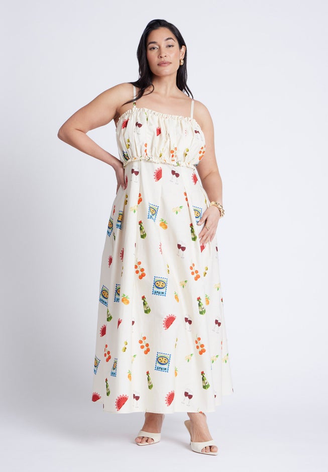 Shirred Bodice Ruffle Maxi Dress image number 0