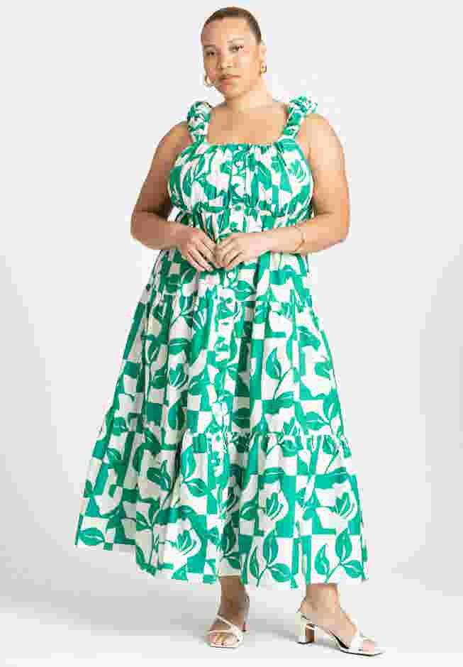 Tiered Button Up Flare Dress image number 1