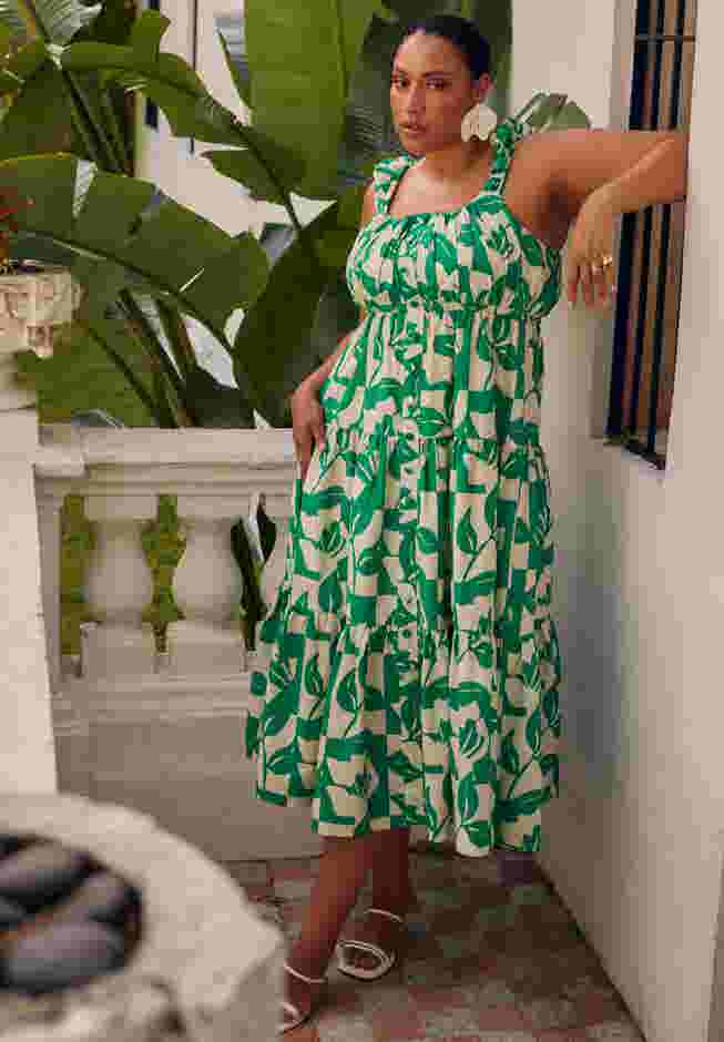 Tiered Button Up Flare Dress image number 0
