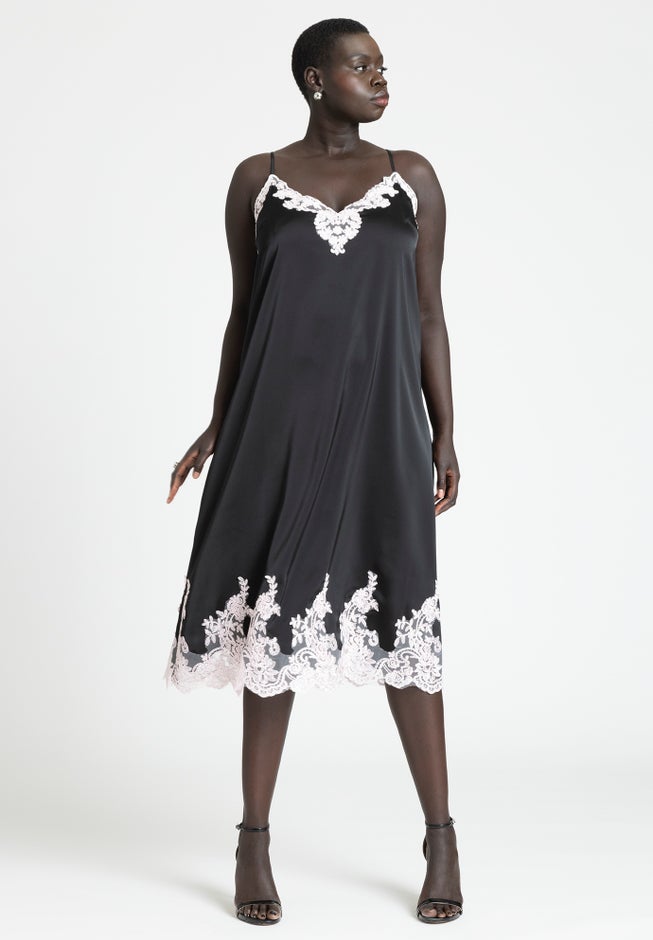 Lace Inset Slip Dress image number null