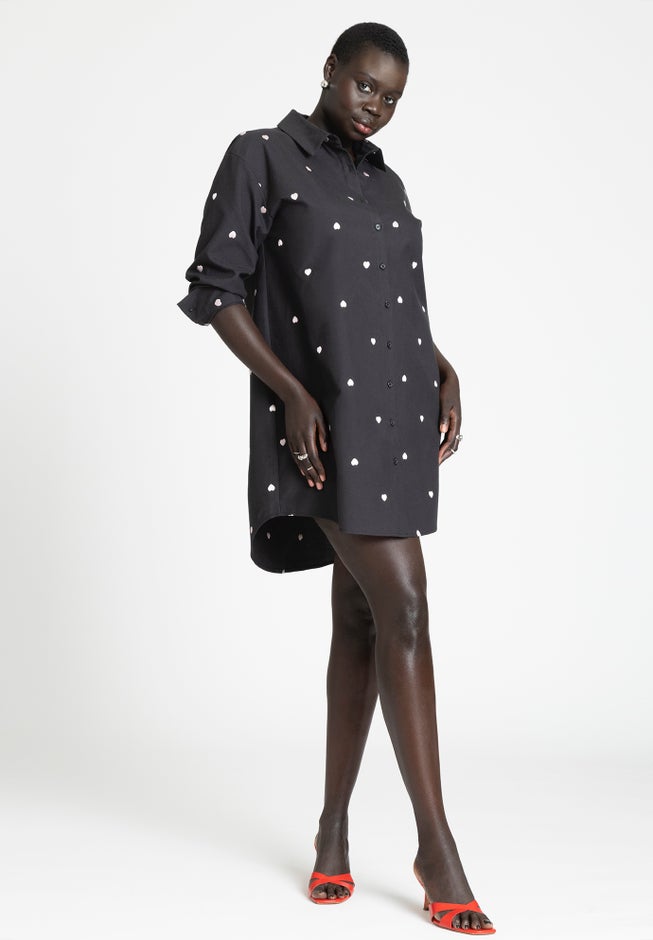 Embroidered Oversized Shirtdress image number null