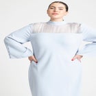 Sheer Neckline Long Sleeve Dress image number null