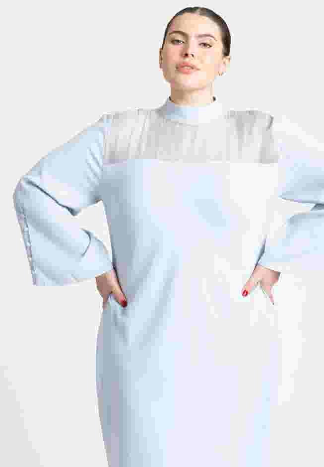 Sheer Neckline Long Sleeve Dress image number 2