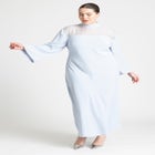 Sheer Neckline Long Sleeve Dress image number null