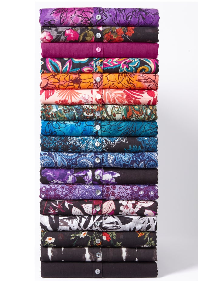 Plus Size Angelina Crinkle Crepe Y-Neck Short Sleeve Tunic image number 6