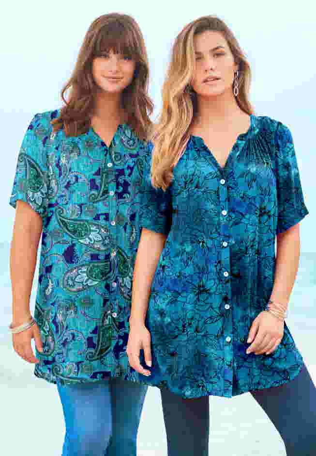 Plus Size Angelina Tunic Top – Short Sleeve, Flowy Fit, Everyday Comfort image number 4