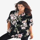 Plus Size Pintuck Tunic Blouse &ndash; Y-Neck & Roll-Tab Sleeves image number 1