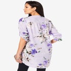 Plus Size Pintuck Tunic Blouse &ndash; Y-Neck & Roll-Tab Sleeves image number null