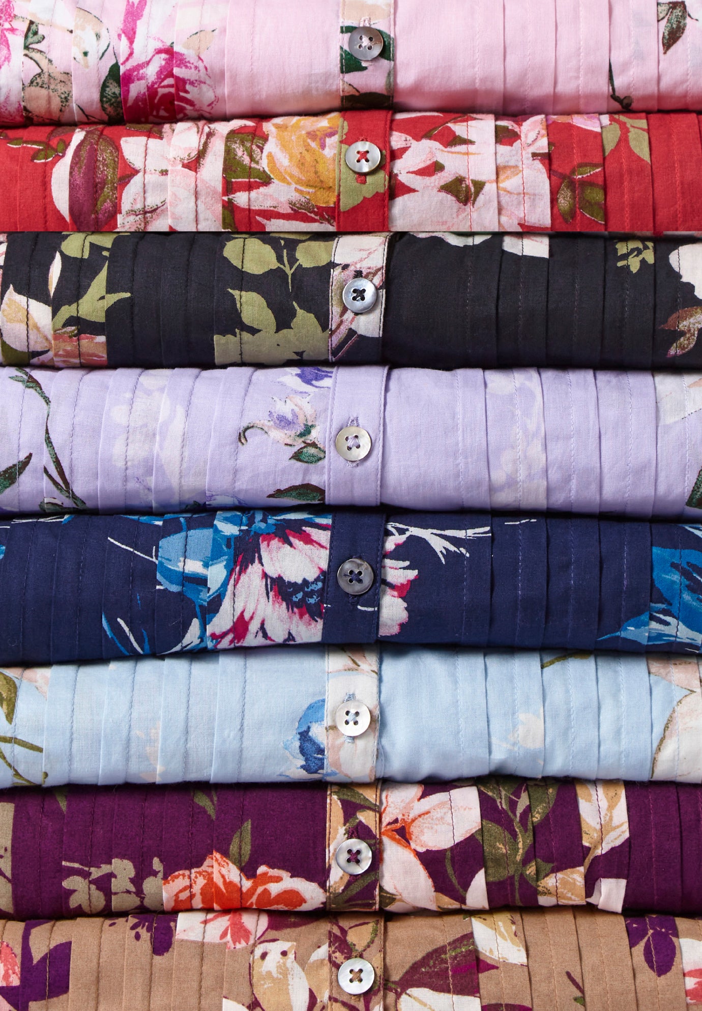 Plus Size Floral Y-Neck Pintuck Tunic &ndash; Adjustable Long Sleeve Button-Front, Relaxed Shirt Style image number 8