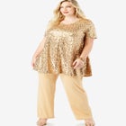 Plus-Size 2 Piece S/S Sequin Top and Pant Set image number 0
