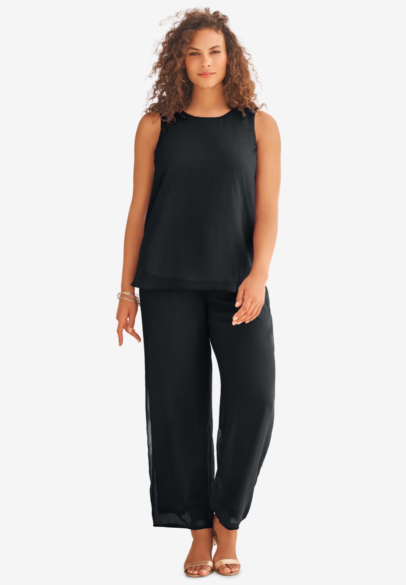 Plus Size 3-Piece Allover Lace Duster Pant Set – Formal Wear image number 4