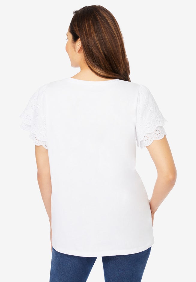 Eyelet Ruffle Tee image number null