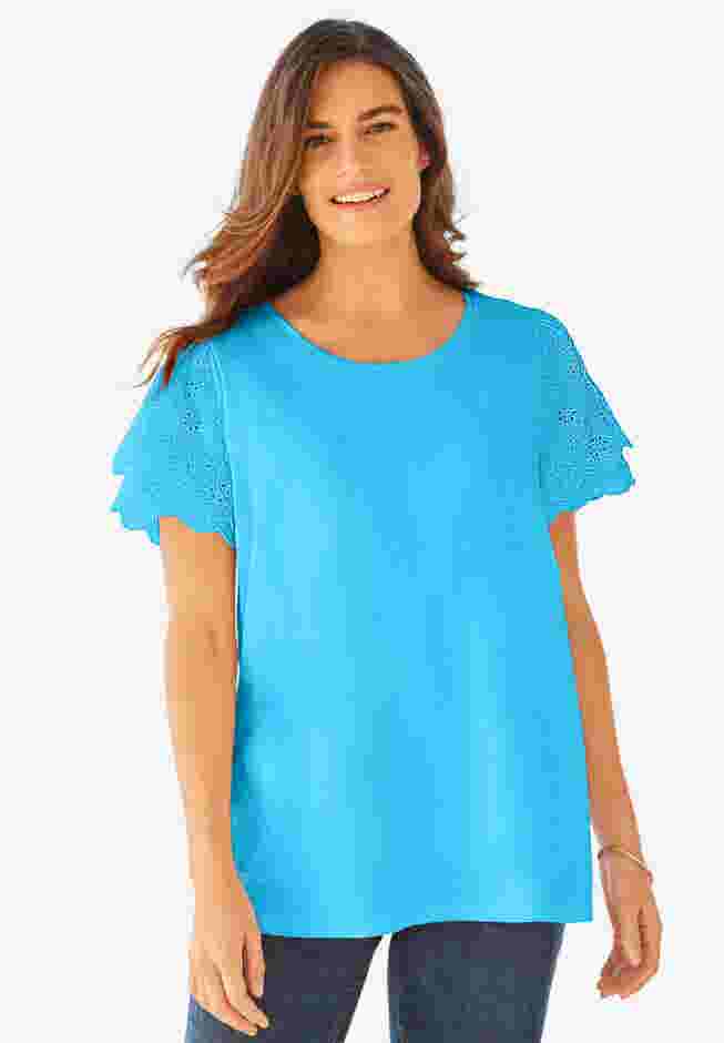 Eyelet Ruffle Tee image number 5