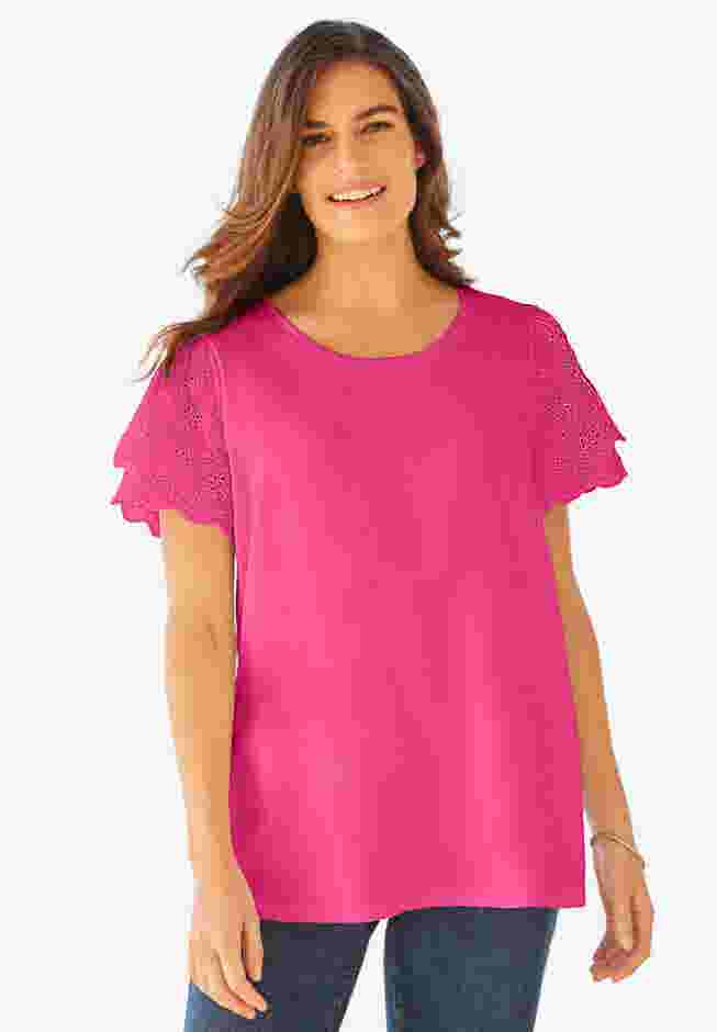 Eyelet Ruffle Tee image number 0