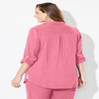 AnyWear Pucker Cotton Buttonfront Roll Tab Shirt image number null