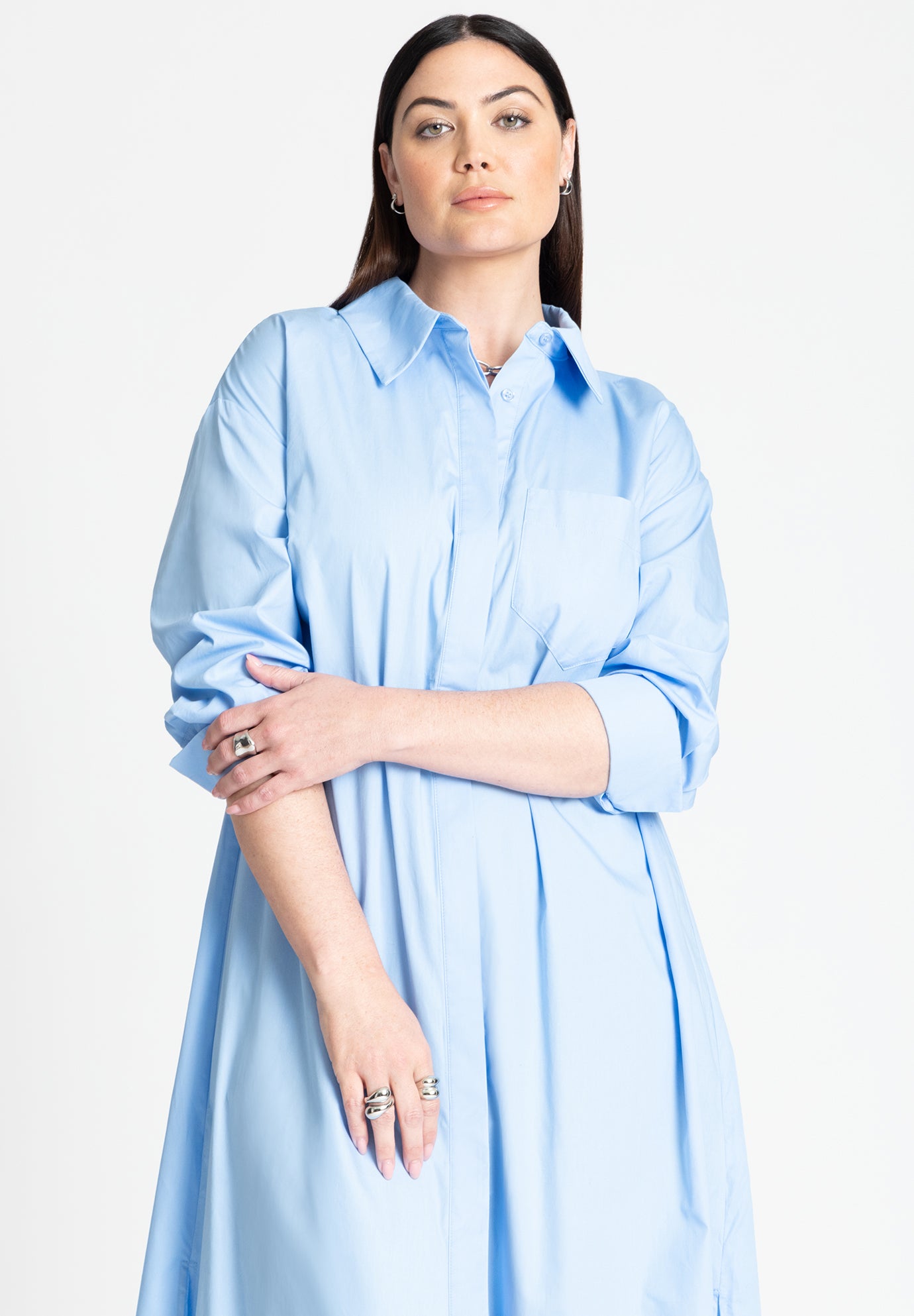 Collared Maxi Shirt Dress image number 2
