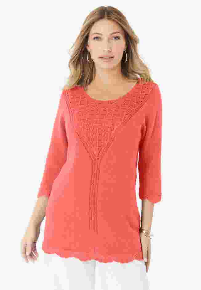 Lace Knit Pullover Sweater image number 0
