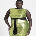 Sleeveless Sequin Column Cutout Dress image number null