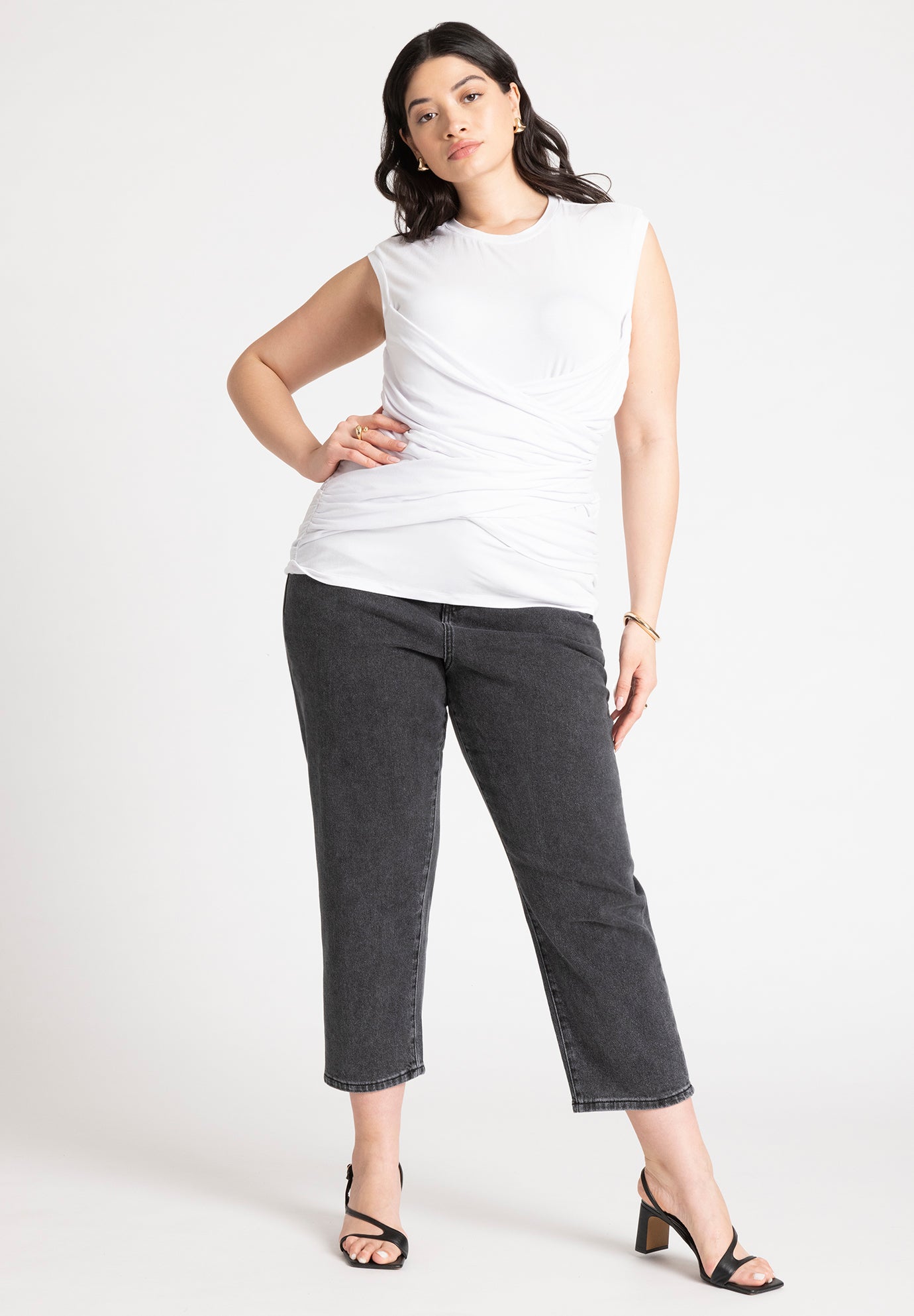 Ruched Overlay Detail Top image number 1