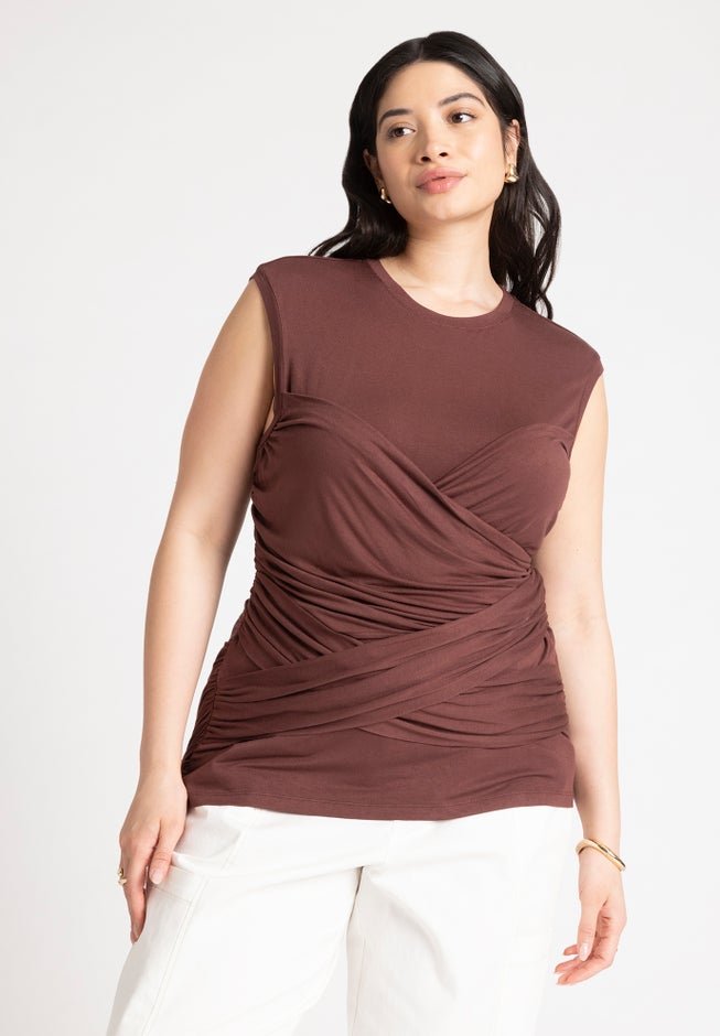 Ruched Overlay Detail Top image number null