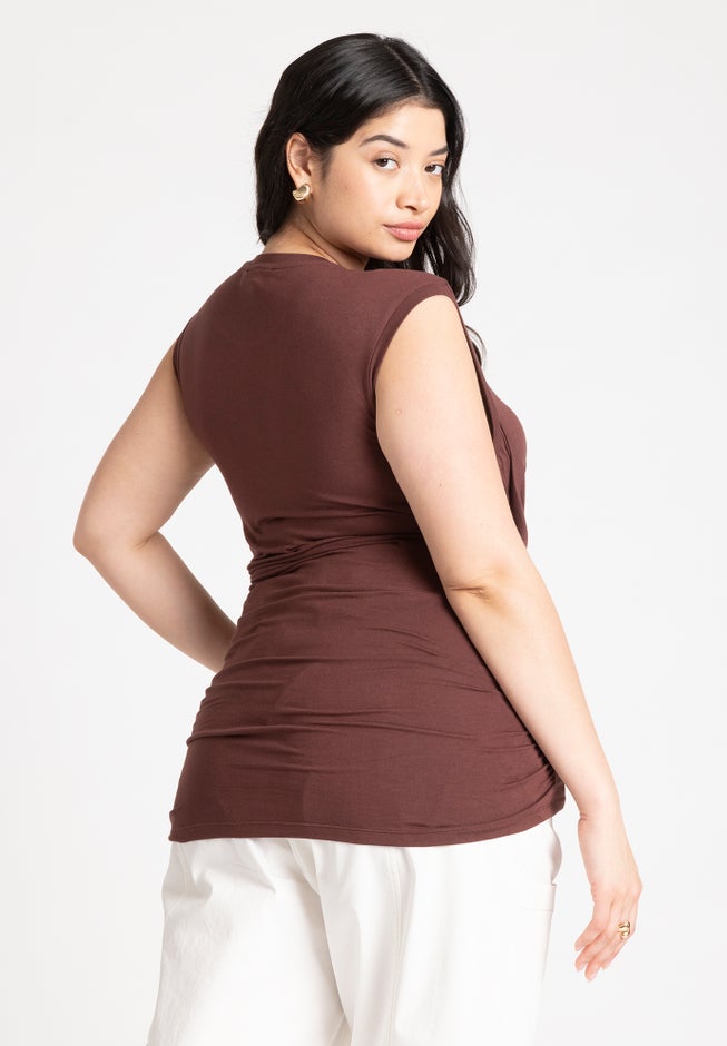 Ruched Overlay Detail Top image number null