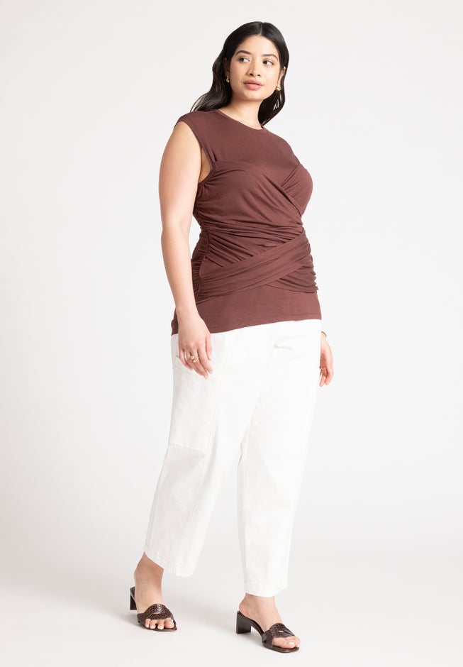 Ruched Overlay Detail Top image number null