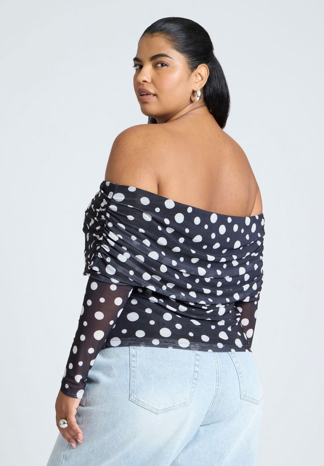 Off The Shoulder Polka Dot Top image number null