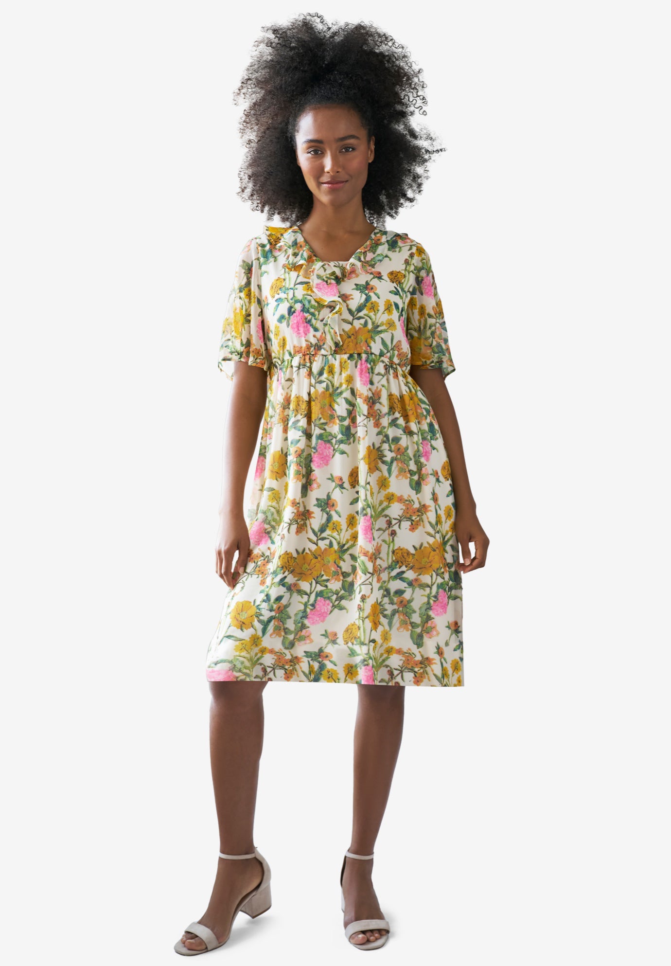 Ruffled V-Neck Empire Dress image number 0