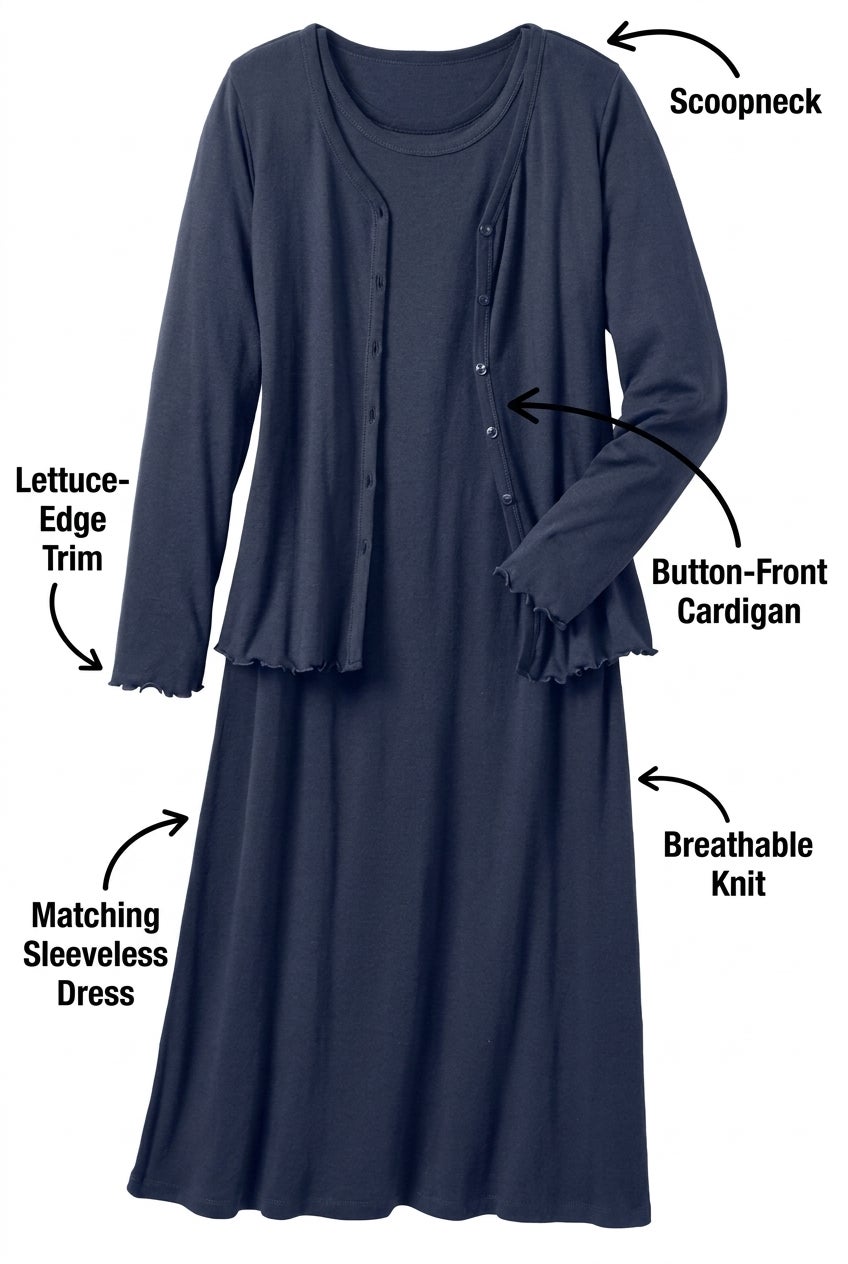 Lettuce Trim Knit Jacket Dress image number 2