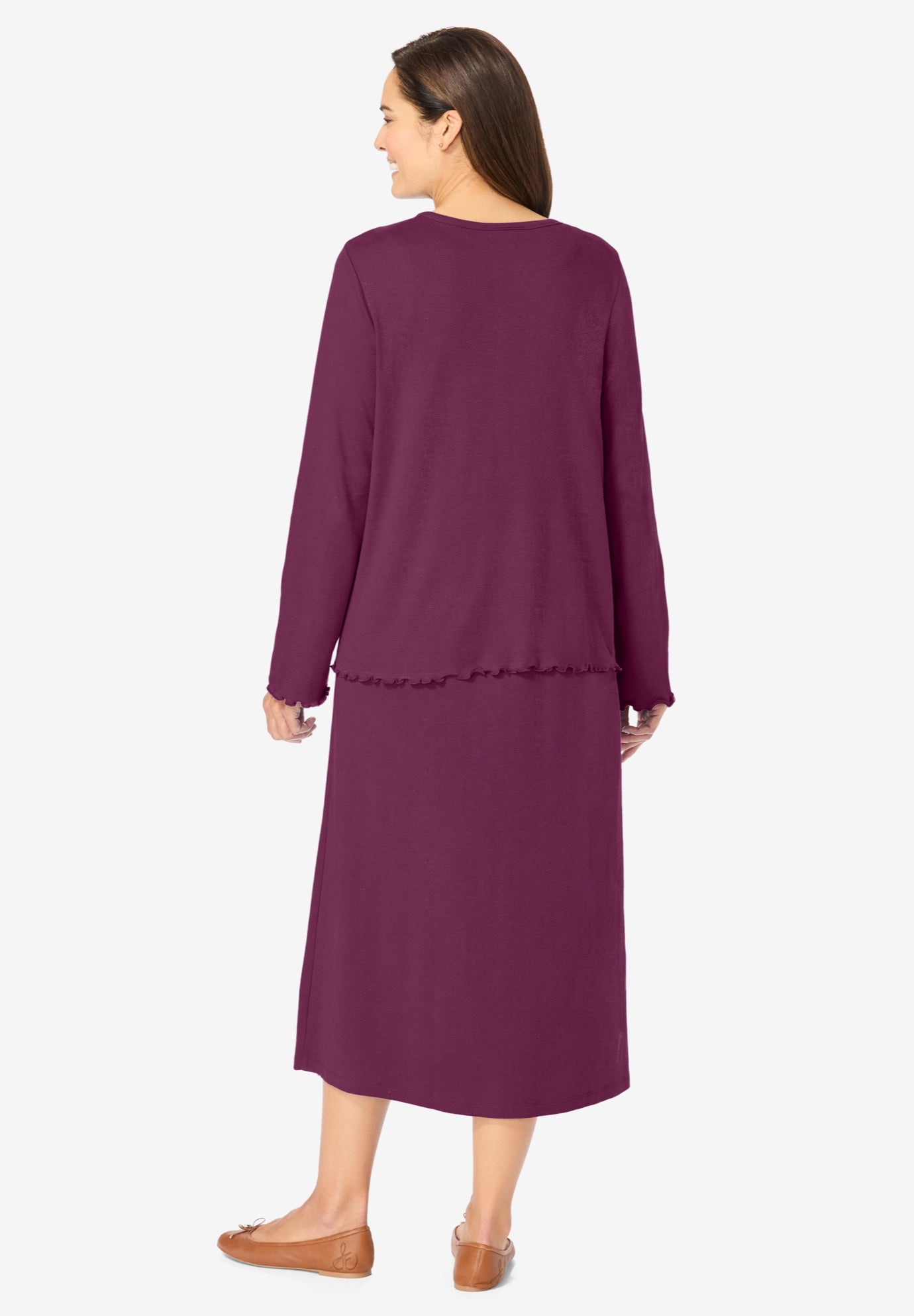 Lettuce Trim Knit Jacket Dress image number 1