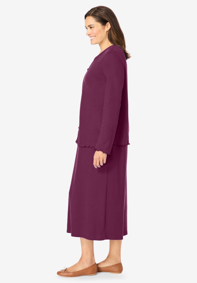 Lettuce Trim Knit Jacket Dress image number 2