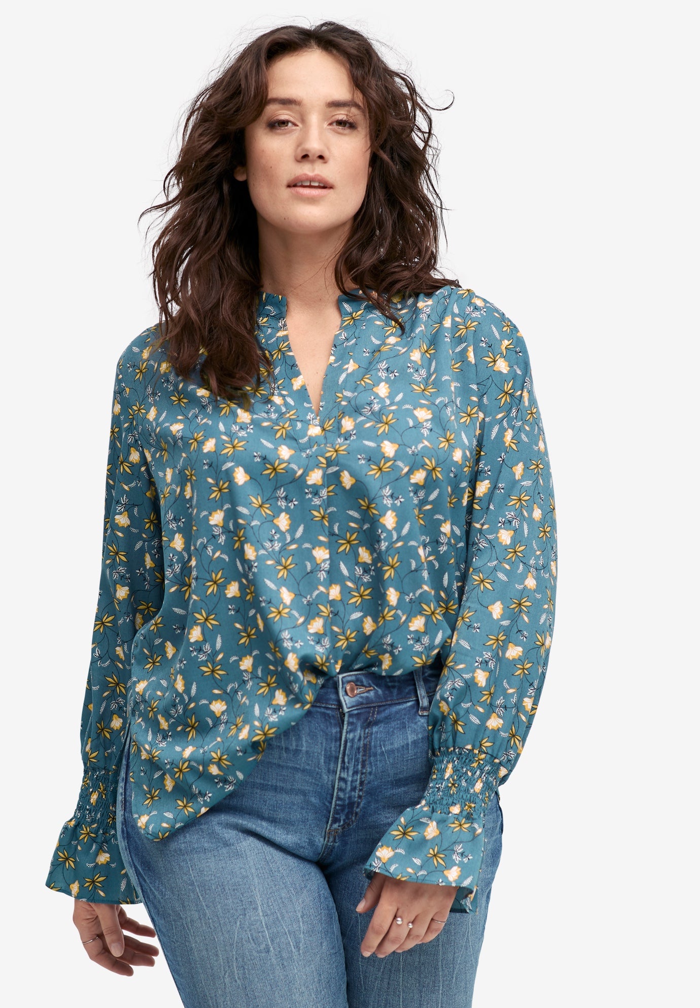 Floral Notch-Neck Blouse image number 0