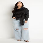 Satin Collared Blouse with Bow image number null