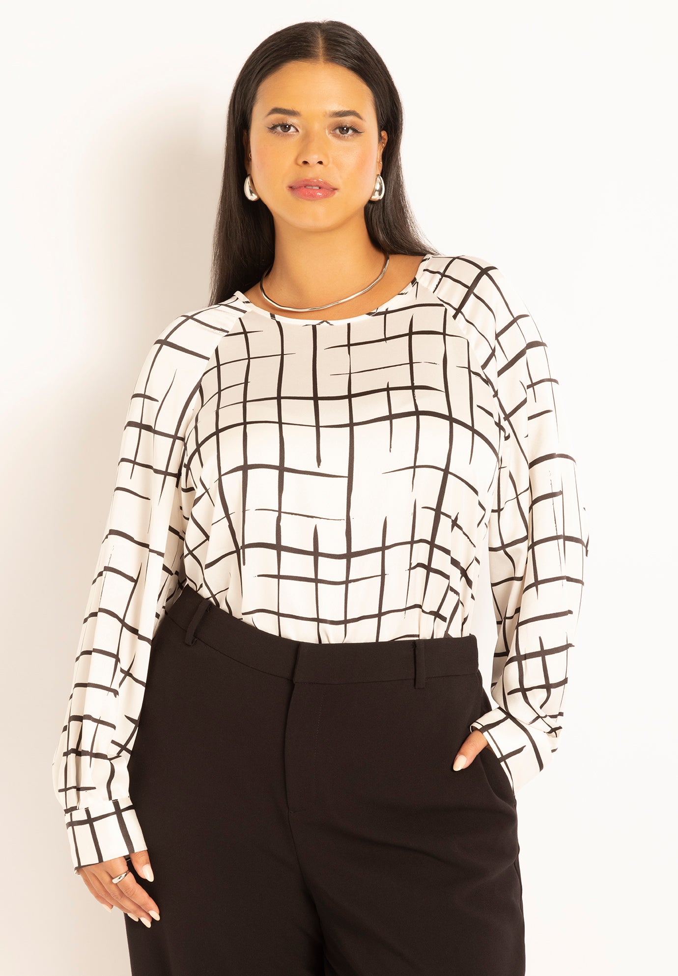 Raglan Sleeve Printed Blouse image number 1