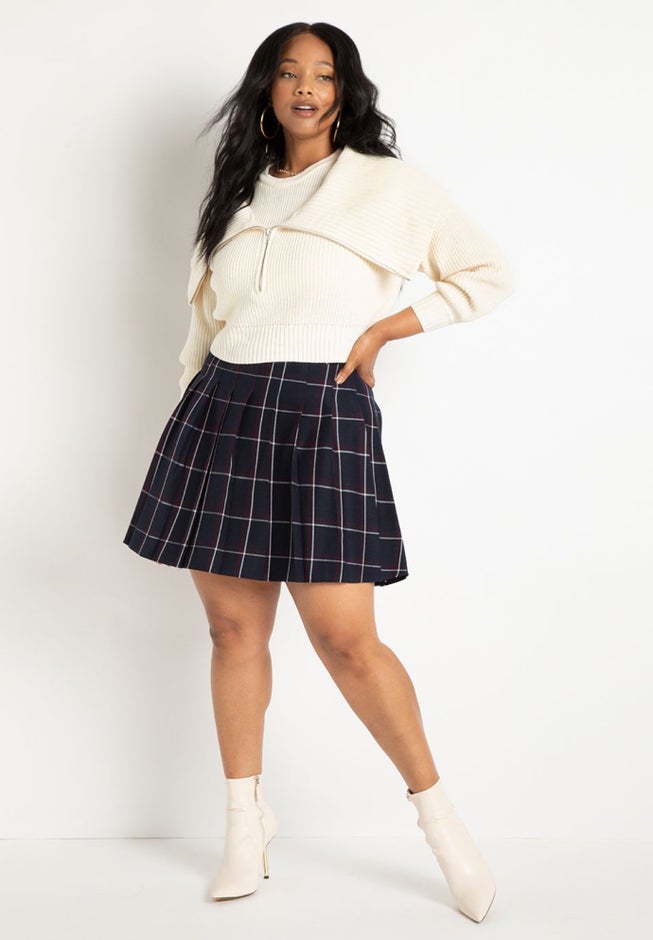 Overlay Zip Up Sweater image number null