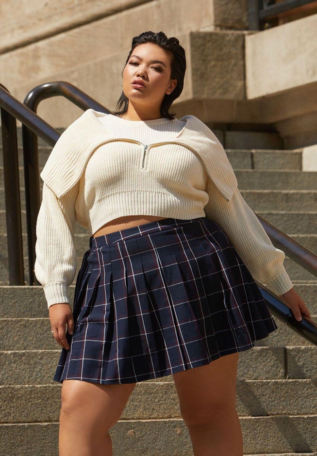 Overlay Zip Up Sweater image number null