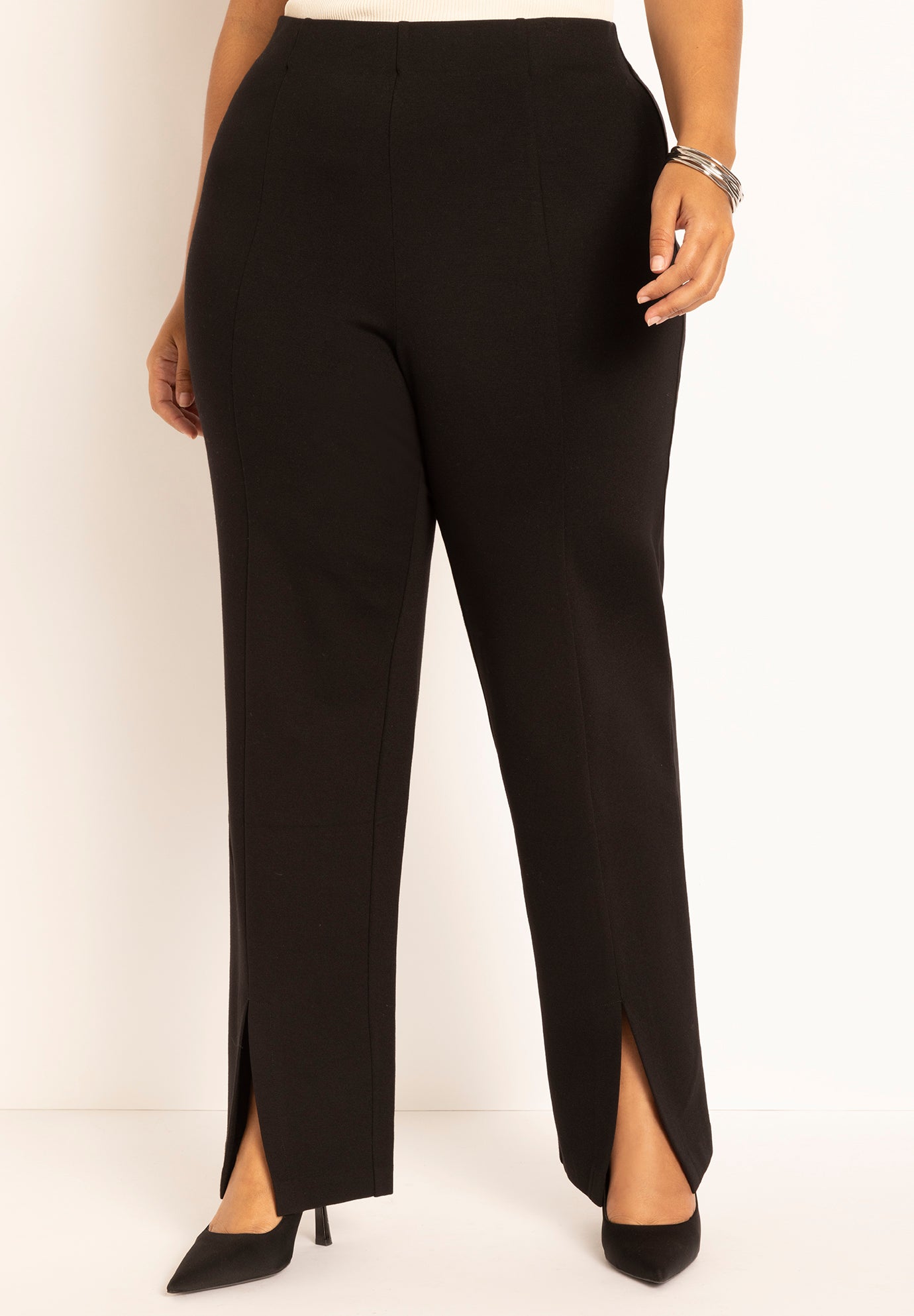 Front Slit Straight Leg Knit Trouser image number 1