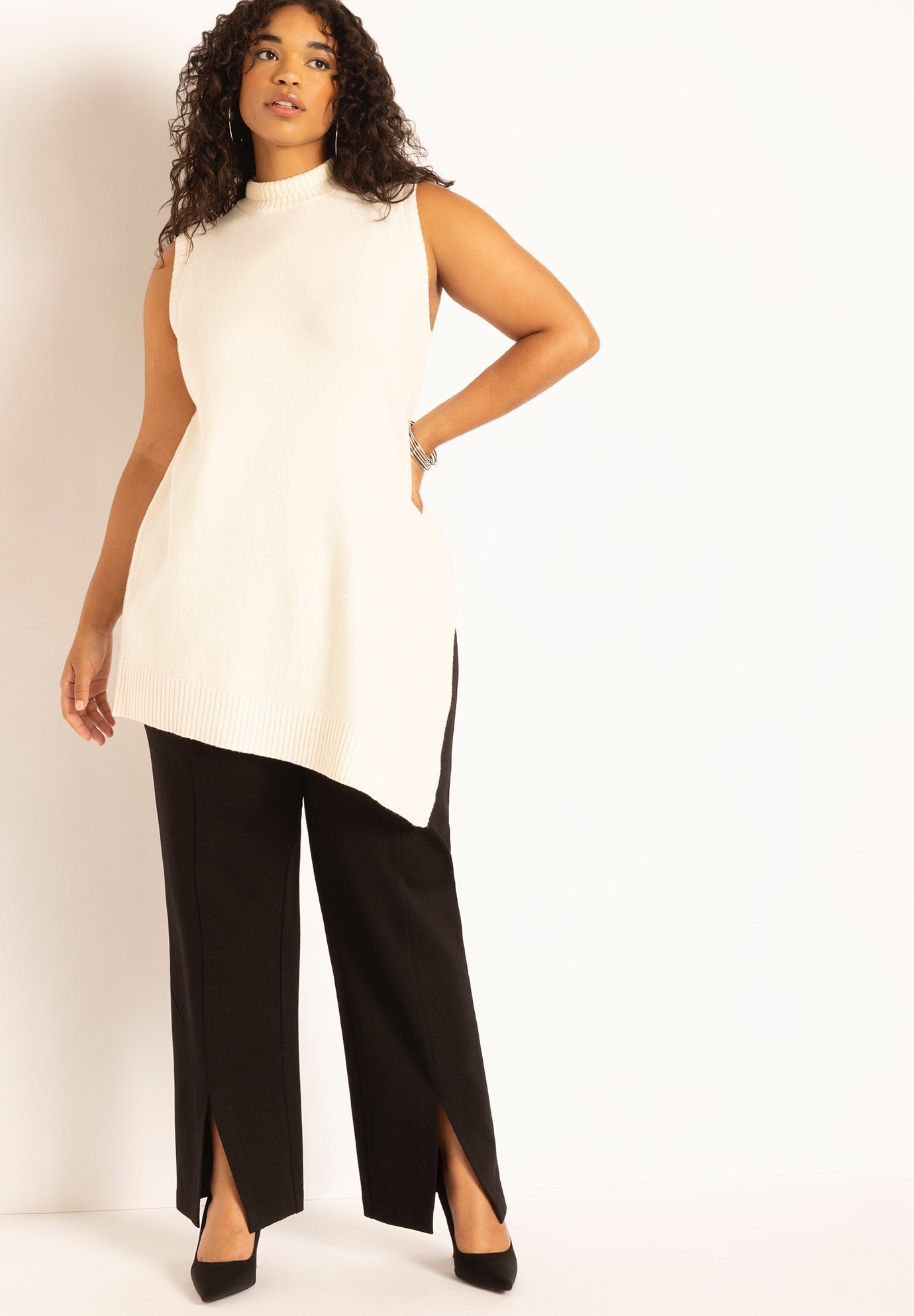 Front Slit Straight Leg Knit Trouser image number 0