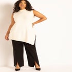 Front Slit Straight Leg Knit Trouser image number null