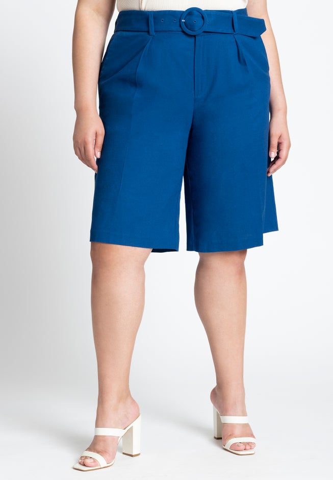 Belted Linen Bermuda Short image number 1
