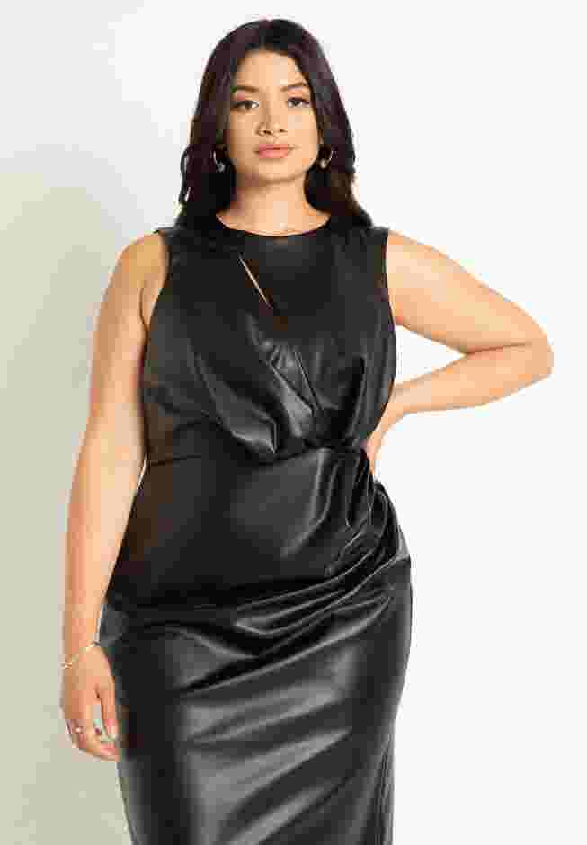 Draped Faux Leather Dress image number 1