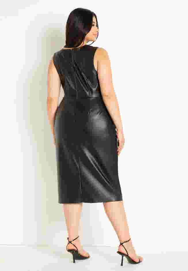 Draped Faux Leather Dress image number 2